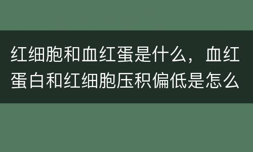 红细胞和血红蛋是什么，血红蛋白和红细胞压积偏低是怎么回事