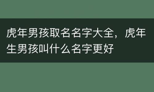 虎年男孩取名名字大全，虎年生男孩叫什么名字更好