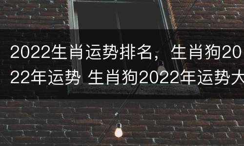 2022生肖运势排名，生肖狗2022年运势 生肖狗2022年运势大全
