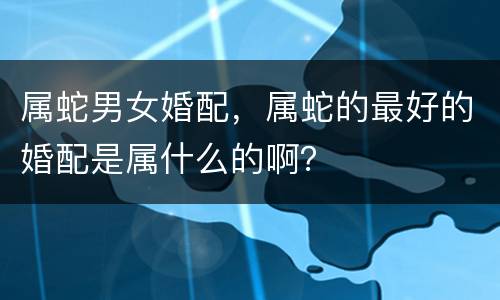属蛇男女婚配，属蛇的最好的婚配是属什么的啊？