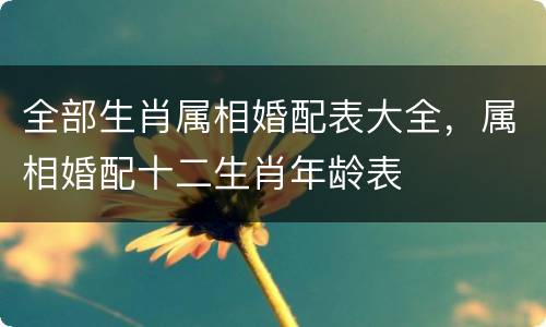 全部生肖属相婚配表大全，属相婚配十二生肖年龄表