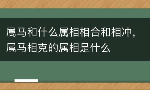 属马和什么属相相合和相冲，属马相克的属相是什么