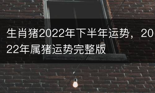 生肖猪2022年下半年运势，2022年属猪运势完整版