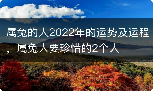 属兔的人2022年的运势及运程，属兔人要珍惜的2个人