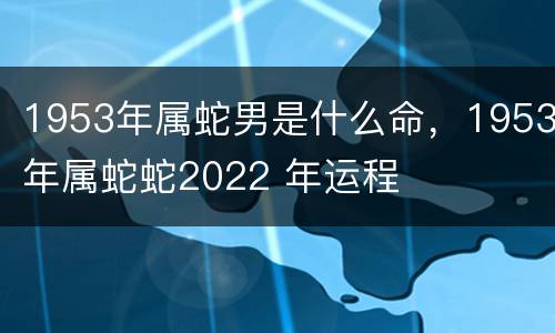 1953年属蛇男是什么命，1953年属蛇蛇2022 年运程