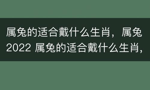 属兔的适合戴什么生肖，属兔2022 属兔的适合戴什么生肖,属兔2022年运势