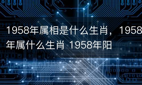 1958年属相是什么生肖，1958年属什么生肖 1958年阳