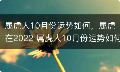 属虎人10月份运势如何，属虎在2022 属虎人10月份运势如何,属虎在2022年怎么样