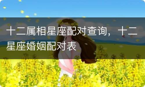 十二属相星座配对查询，十二星座婚姻配对表