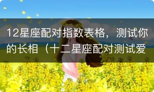 12星座配对指数表格，测试你的长相（十二星座配对测试爱情指数）