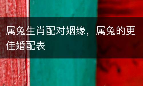 属兔生肖配对姻缘，属兔的更佳婚配表