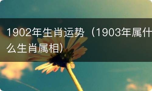 1902年生肖运势（1903年属什么生肖属相）