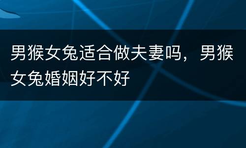 男猴女兔适合做夫妻吗，男猴女兔婚姻好不好