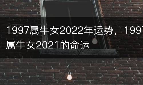 1997属牛女2022年运势，1997属牛女2021的命运