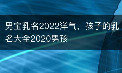 男宝乳名2022洋气，孩子的乳名大全2020男孩
