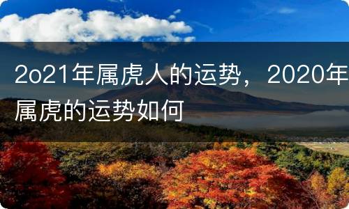 2o21年属虎人的运势，2020年属虎的运势如何