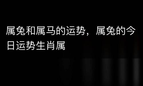 属兔和属马的运势，属兔的今日运势生肖属