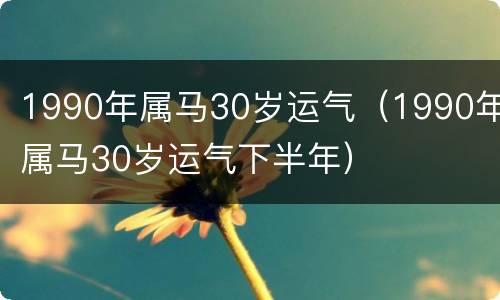 1990年属马30岁运气（1990年属马30岁运气下半年）