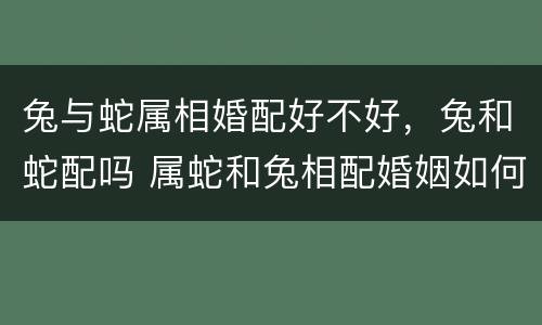 兔与蛇属相婚配好不好，兔和蛇配吗 属蛇和兔相配婚姻如何相配吗