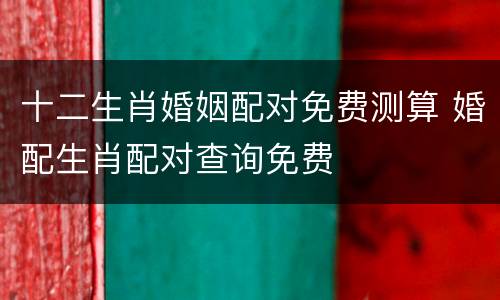 十二生肖婚姻配对免费测算 婚配生肖配对查询免费
