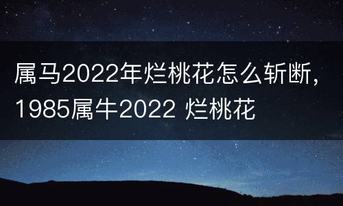 属马2022年烂桃花怎么斩断，1985属牛2022 烂桃花