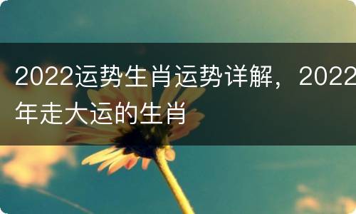2022运势生肖运势详解，2022年走大运的生肖