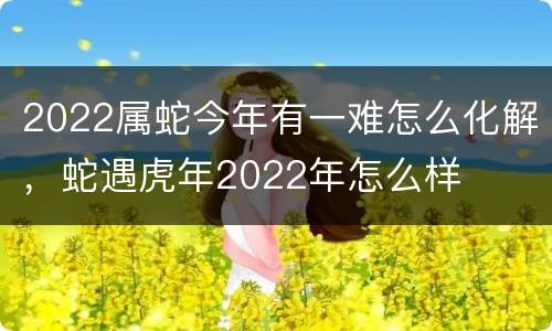 2022属蛇今年有一难怎么化解，蛇遇虎年2022年怎么样