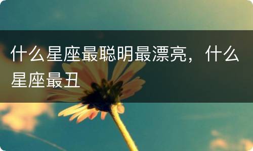 什么星座最聪明最漂亮，什么星座最丑