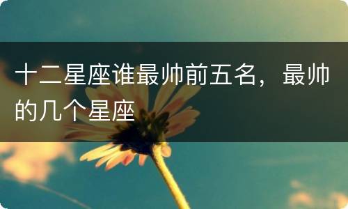 十二星座谁最帅前五名，最帅的几个星座