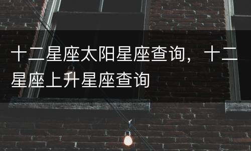 十二星座太阳星座查询，十二星座上升星座查询