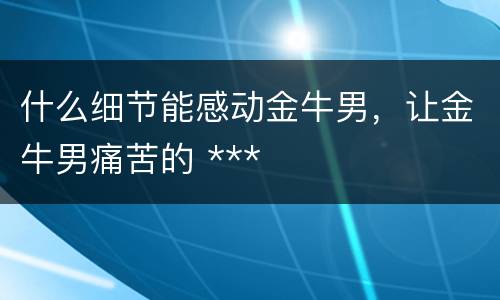 什么细节能感动金牛男，让金牛男痛苦的 ***