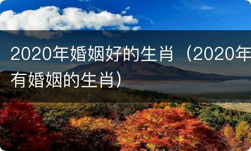 2020年婚姻好的生肖（2020年有婚姻的生肖）