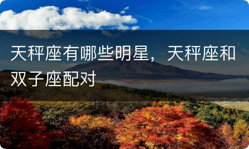 天秤座有哪些明星，天秤座和双子座配对