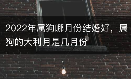 2022年属狗哪月份结婚好，属狗的大利月是几月份