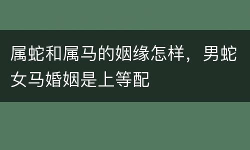属蛇和属马的姻缘怎样，男蛇女马婚姻是上等配