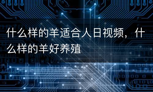 什么样的羊适合人日视频，什么样的羊好养殖