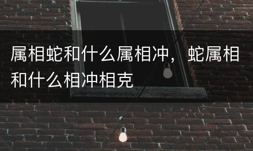 属相蛇和什么属相冲，蛇属相和什么相冲相克