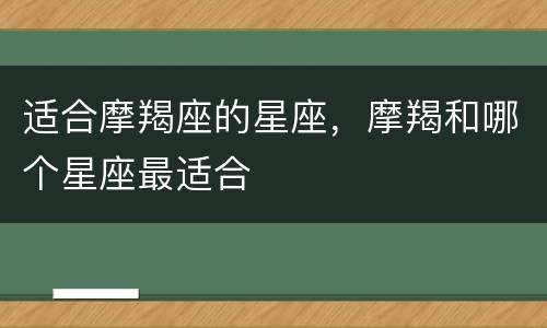 适合摩羯座的星座，摩羯和哪个星座最适合