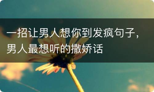一招让男人想你到发疯句子，男人最想听的撒娇话
