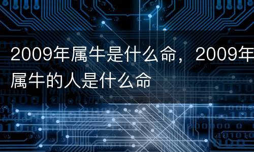 2009年属牛是什么命，2009年属牛的人是什么命