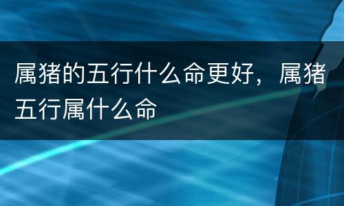 属猪的五行什么命更好，属猪五行属什么命