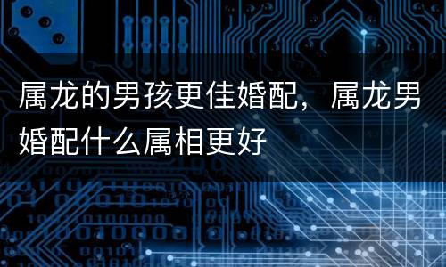 属龙的男孩更佳婚配，属龙男婚配什么属相更好