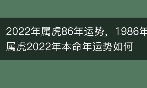 2022年属虎86年运势，1986年属虎2022年本命年运势如何