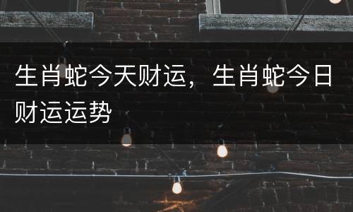 生肖蛇今天财运，生肖蛇今日财运运势