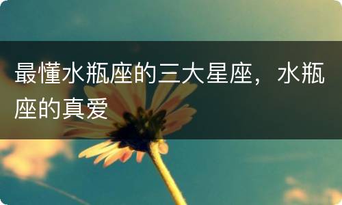 最懂水瓶座的三大星座，水瓶座的真爱