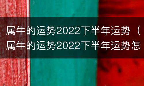 属牛的运势2022下半年运势（属牛的运势2022下半年运势怎么样）