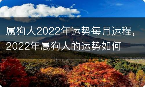 属狗人2022年运势每月运程，2022年属狗人的运势如何