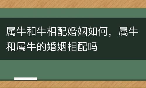 属牛和牛相配婚姻如何，属牛和属牛的婚姻相配吗