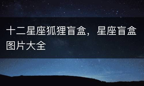 十二星座狐狸盲盒，星座盲盒图片大全