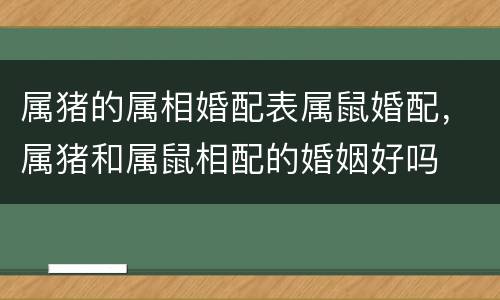 属猪的属相婚配表属鼠婚配，属猪和属鼠相配的婚姻好吗